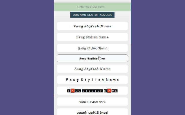 FAUG Stylish Text Generator  from Chrome web store to be run with OffiDocs Chromium online