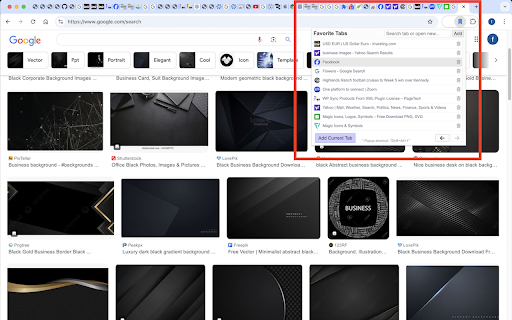Favorite Tabs  from Chrome web store to be run with OffiDocs Chromium online