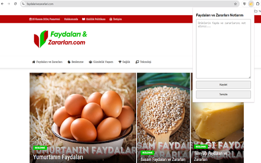 Faydaları ve Zararları  from Chrome web store to be run with OffiDocs Chromium online