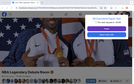 FB Comments Export Tool  from Chrome web store to be run with OffiDocs Chromium online