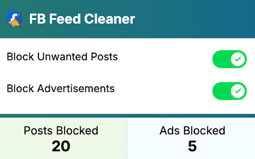 FB Feed Cleaner — Hides unwanted posts  ads  from Chrome web store to be run with OffiDocs Chromium online