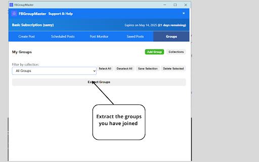FBGroupMaster  from Chrome web store to be run with OffiDocs Chromium online
