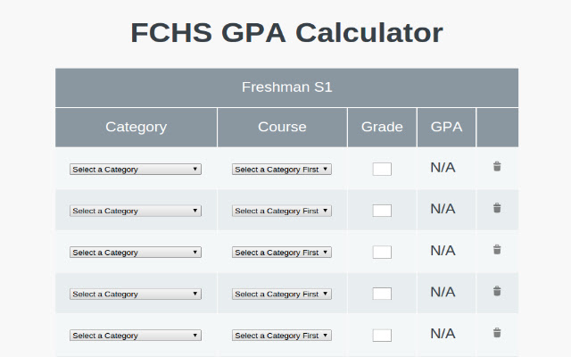 FCHS GPA Calculator  from Chrome web store to be run with OffiDocs Chromium online