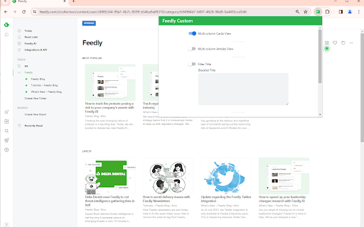 Feedly Custom  from Chrome web store to be run with OffiDocs Chromium online