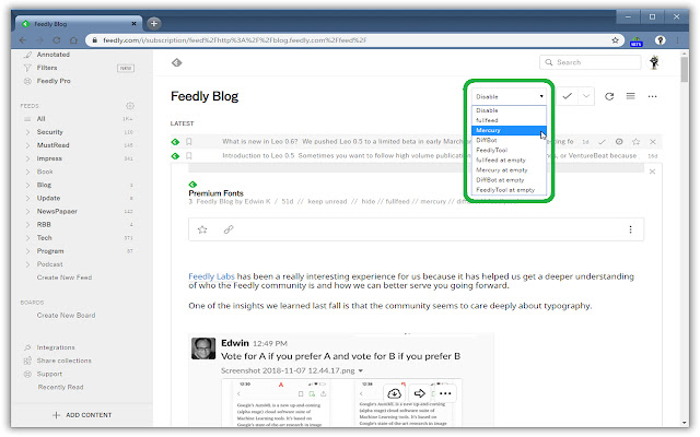FeedlyTool  from Chrome web store to be run with OffiDocs Chromium online