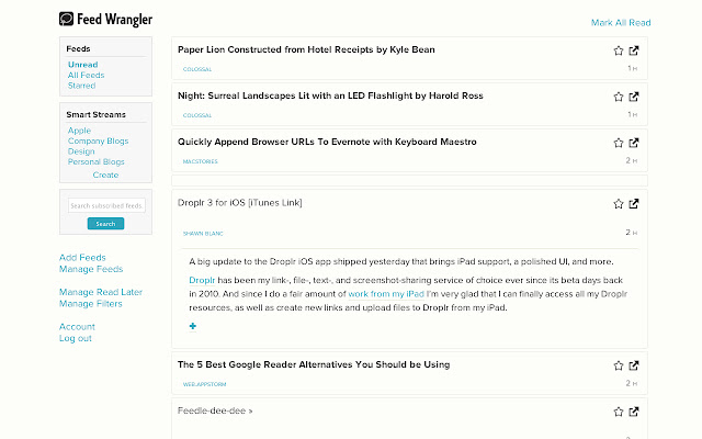 Feed Rango for Feed Wrangler  from Chrome web store to be run with OffiDocs Chromium online