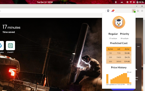 FeeFlutter bitcoin transaction cost  from Chrome web store to be run with OffiDocs Chromium online