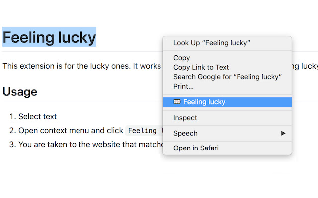 Feeling Lucky  from Chrome web store to be run with OffiDocs Chromium online