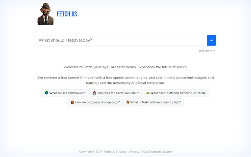 Fetch AI Search Engine  from Chrome web store to be run with OffiDocs Chromium online