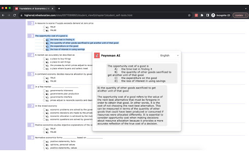 Feynman AI  from Chrome web store to be run with OffiDocs Chromium online