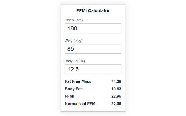 FFMI Calculator  from Chrome web store to be run with OffiDocs Chromium online