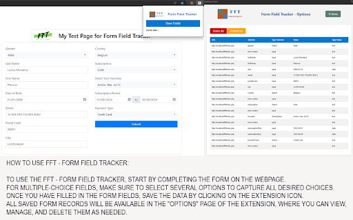 FFT Form Field Tracker  from Chrome web store to be run with OffiDocs Chromium online