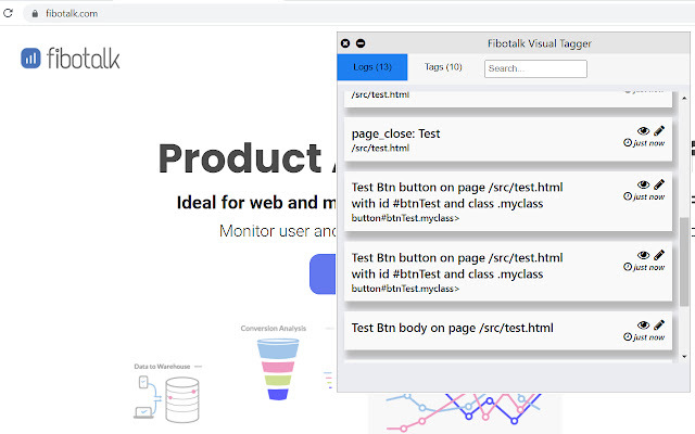 Fibotalk visual tag manager  from Chrome web store to be run with OffiDocs Chromium online