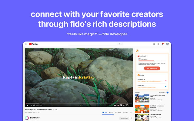 Fido Rich Youtube Mga Paglalarawan mula sa Chrome web store na tatakbo sa OffiDocs Chromium online