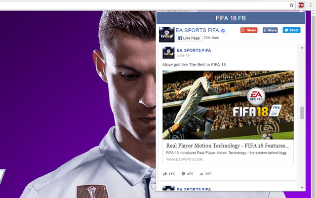 FIFA 18 FB  from Chrome web store to be run with OffiDocs Chromium online