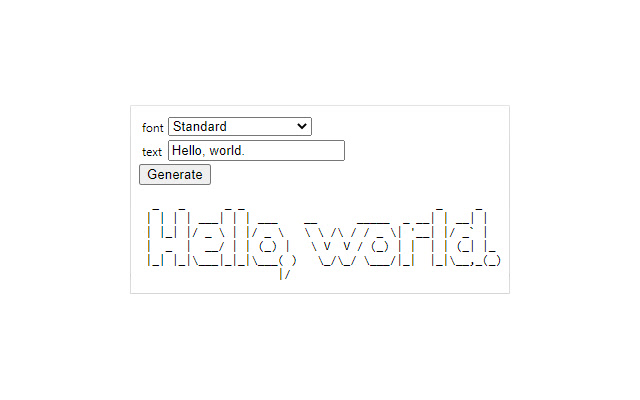 Figlet generator  from Chrome web store to be run with OffiDocs Chromium online