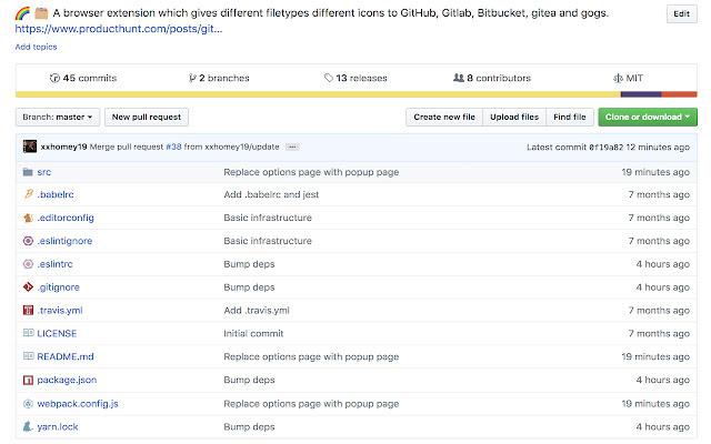 File Icons for GitHub and GitLab  from Chrome web store to be run with OffiDocs Chromium online