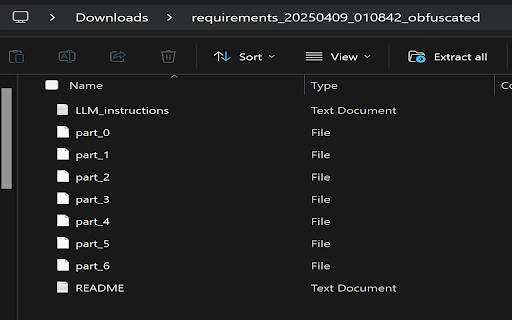 File Obfuscator  Splitter  from Chrome web store to be run with OffiDocs Chromium online