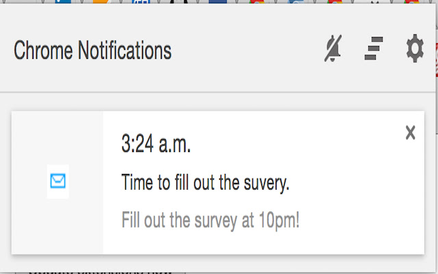 Fill out the survey at 10pm!  from Chrome web store to be run with OffiDocs Chromium online