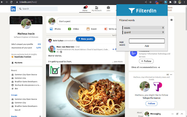 FilterdIn  from Chrome web store to be run with OffiDocs Chromium online