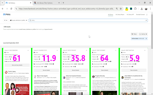 Filter Facebook Ads by video length  from Chrome web store to be run with OffiDocs Chromium online