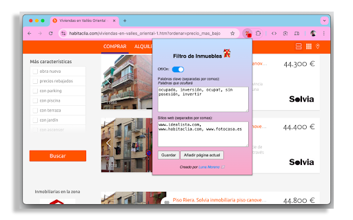Filtro de Inmuebles  from Chrome web store to be run with OffiDocs Chromium online