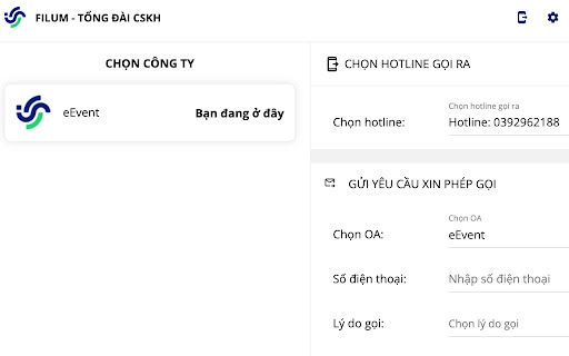 Filum Tổng đài CSKH  from Chrome web store to be run with OffiDocs Chromium online