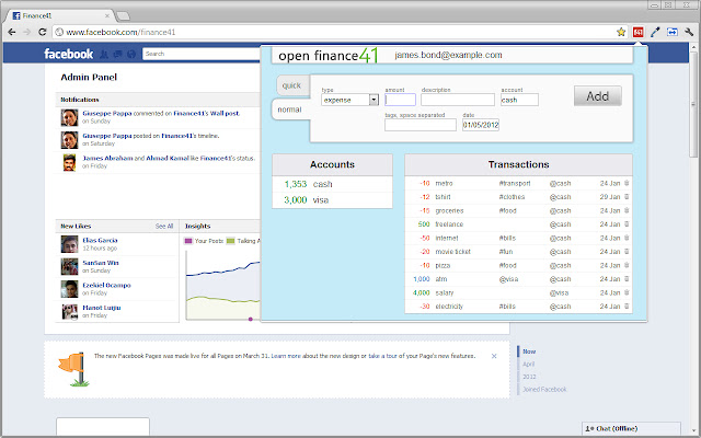 Finance41 Extension  from Chrome web store to be run with OffiDocs Chromium online