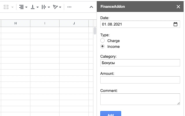 FinanceAddon  from Chrome web store to be run with OffiDocs Chromium online