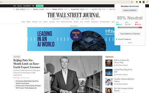 Financial News Sentiment Analyzer  from Chrome web store to be run with OffiDocs Chromium online