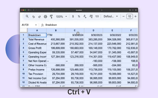 Financial Statement Scraper  from Chrome web store to be run with OffiDocs Chromium online