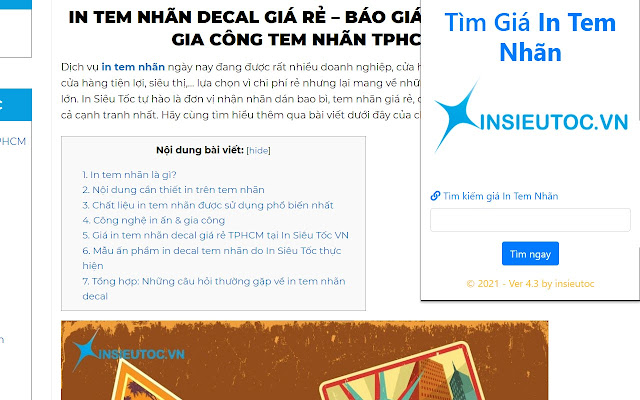 Find GIA IN TEM NHAN IN SIEU TOC VN  from Chrome web store to be run with OffiDocs Chromium online