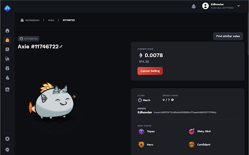 Find Similar Axies Extension  from Chrome web store to be run with OffiDocs Chromium online