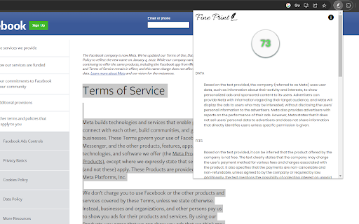 Fine Print  from Chrome web store to be run with OffiDocs Chromium online