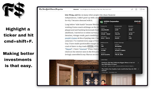 Fin$ight  from Chrome web store to be run with OffiDocs Chromium online