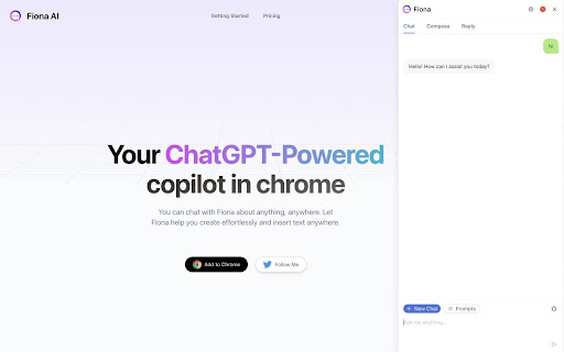 Fiona AI ChatGPT SidePanel + GPTs  GPT 4  from Chrome web store to be run with OffiDocs Chromium online