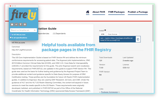 Firely FHIR extension  from Chrome web store to be run with OffiDocs Chromium online
