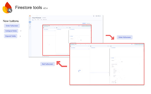 Firestore Tools: fullscreen browser, collapse fields  from Chrome web store to be run with OffiDocs Chromium online