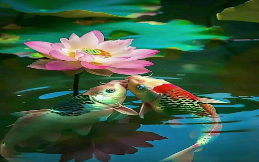 Fish and lotus wallpaper  from Chrome web store to be run with OffiDocs Chromium online