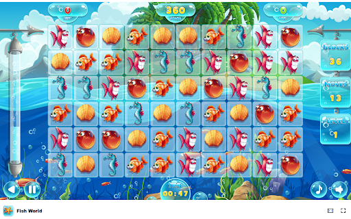 Fish World Game Dive into a Vibrant Underwater Match 3 Adventure!  from Chrome web store to be run with OffiDocs Chromium online