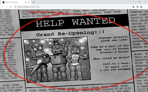 Five Nights at Freddys 2 Unblocked Game  from Chrome web store to be run with OffiDocs Chromium online