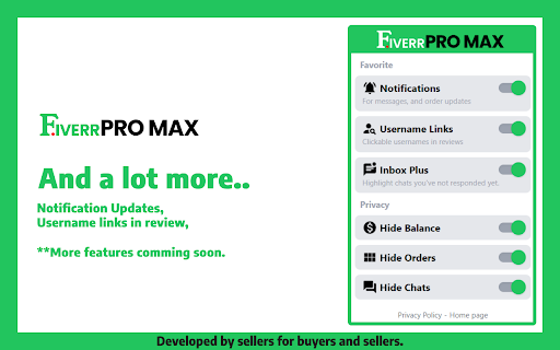 Fiverr Pro Max  from Chrome web store to be run with OffiDocs Chromium online