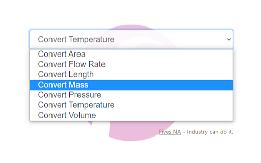 Fives Unit Converter  from Chrome web store to be run with OffiDocs Chromium online