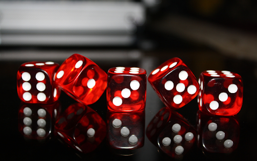 Five Transparent Red Dice  from Chrome web store to be run with OffiDocs Chromium online
