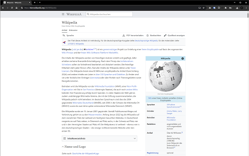 Fixed Wikipedia  from Chrome web store to be run with OffiDocs Chromium online