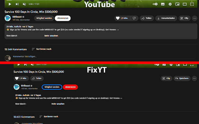 FixYT  from Chrome web store to be run with OffiDocs Chromium online