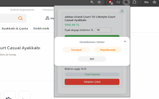 Fiyat Takip  from Chrome web store to be run with OffiDocs Chromium online