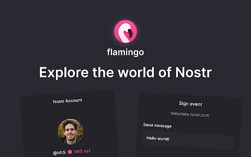 Flamingo – Nostr extension  from Chrome web store to be run with OffiDocs Chromium online