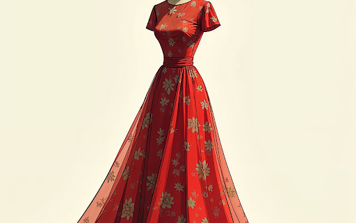 Flared red dress  from Chrome web store to be run with OffiDocs Chromium online
