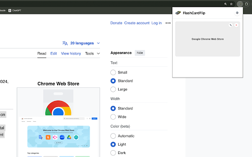 FlashCardFlip  from Chrome web store to be run with OffiDocs Chromium online
